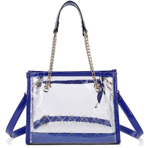 NWT Blue Carissa Clear Mini Satchel Bag | Stadium Approved Crossbody w/Chain - Picture 1 of 1
